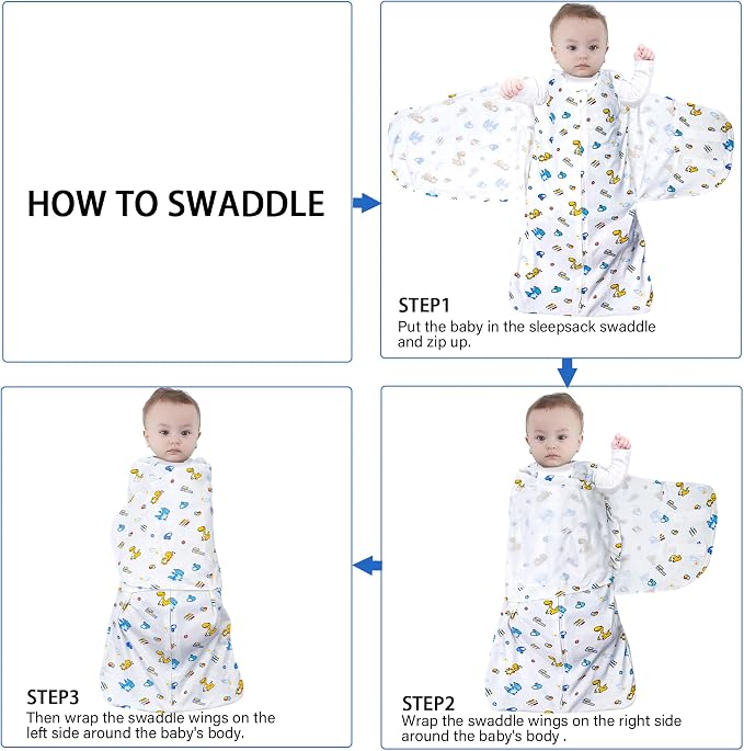 Baby Sleep Sack Swaddle 2 Pack, 3-Way Adjustable, Organic Cotton | Swaddles 3-6 - Image 3