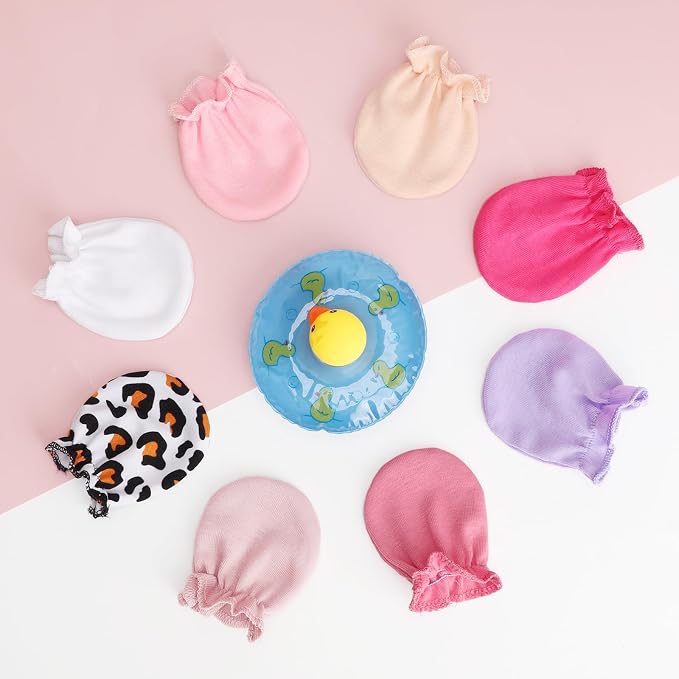 BQUBO Newborn Infant Toddler Mittens No Scratch Cotton Elastic Wrist Gloves - Image 7