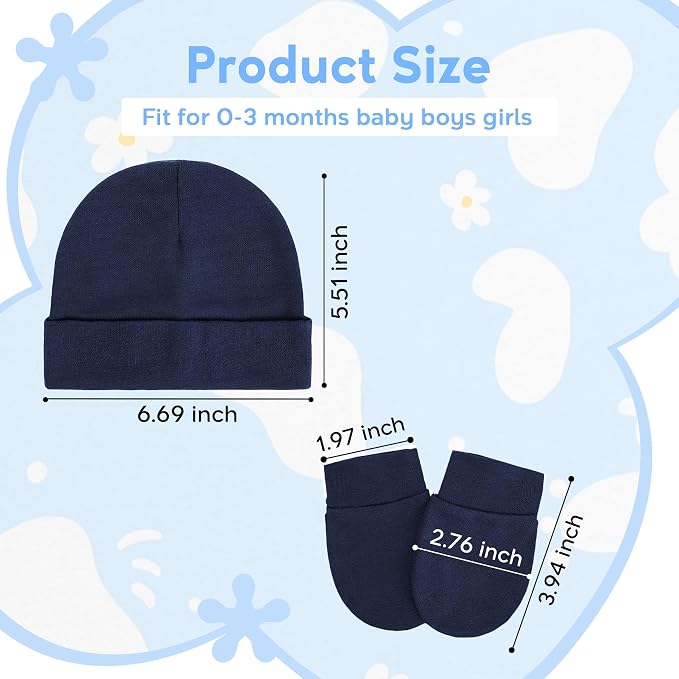 Zando Anti-Scratch Baby Hats Mittens Warm Newborn Infant Boys Girls 0-6M | - Image 5