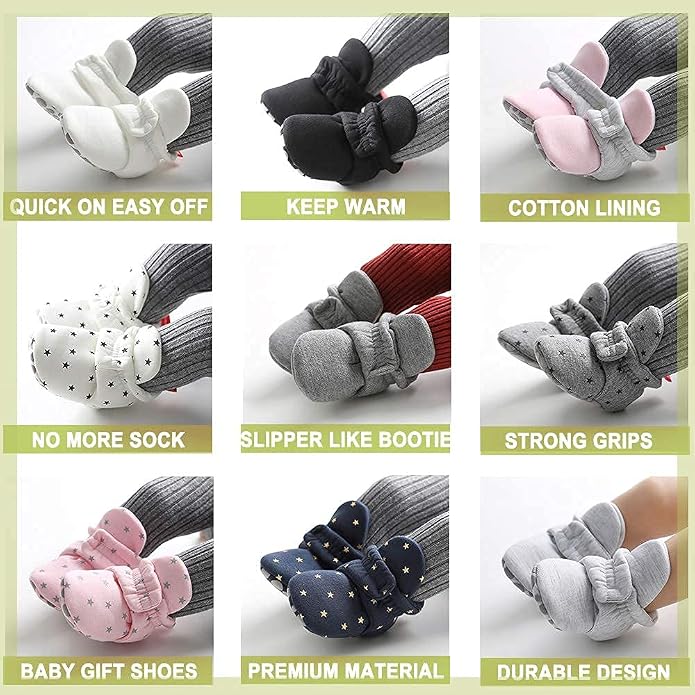 Babelvit Newborn Baby Boy Girl Soft Fleece Booties Stay On Infant Slippers - Image 3