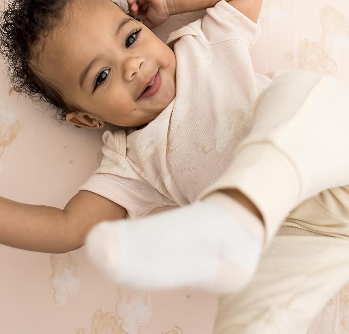 Burt Bees - 6Pk Baby Girl Organic Cotton Bodysuit & Pant Set, Ranunculus - Image 4