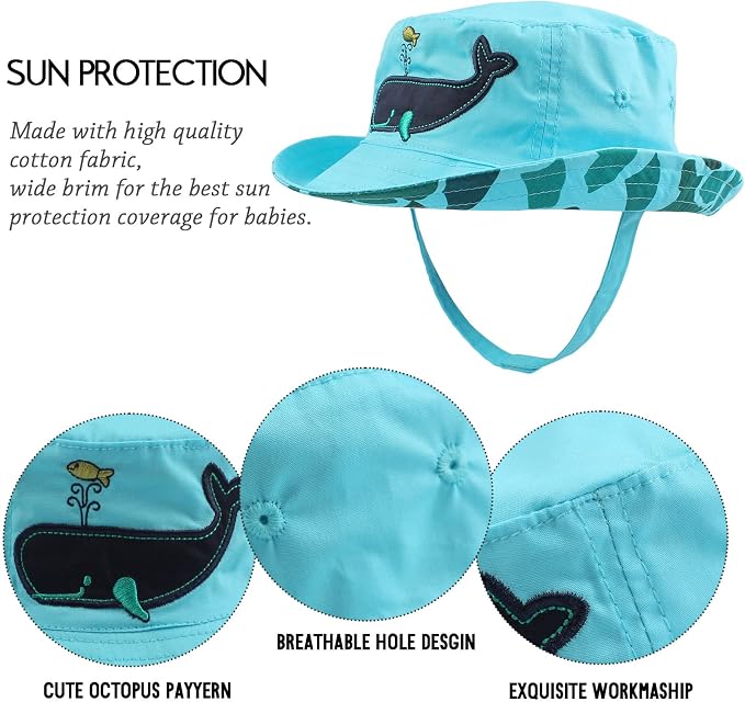JANGANNSA Dinosaur Baby Boys Sun Hat Cotton Toddler Girls Bucket Hats Summer - Image 3