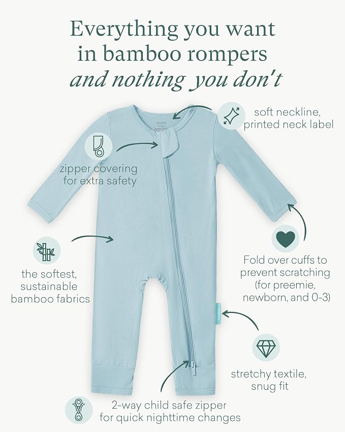 PurComfy Bamboo Viscose Baby Romper, Long Sleeve Pajmas - Image 2