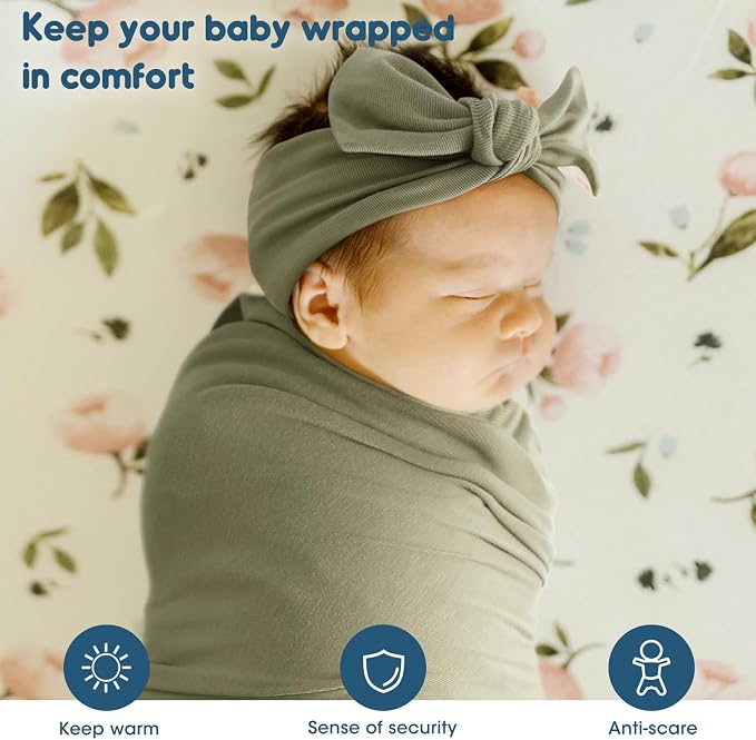 2 Pack Newborn Swaddle Blanket, Ultra Soft Stretchy Jersey Knit Extra Large - Image 2
