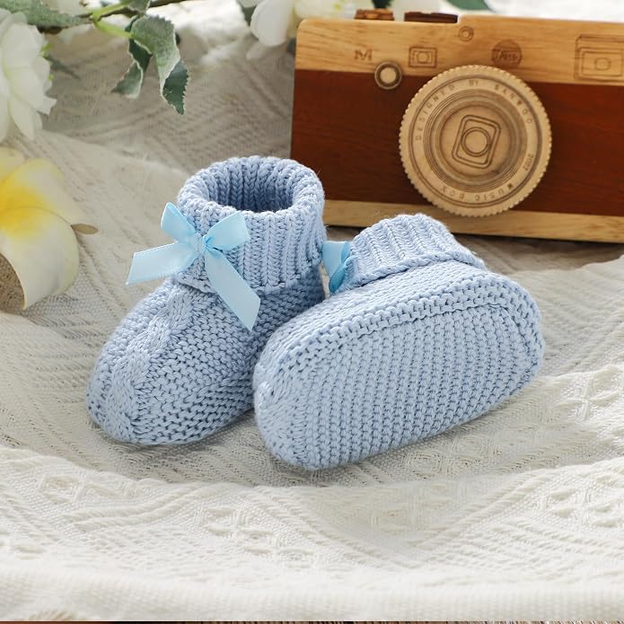 Baby Booties Newborn 100% Cotton Cozy Knit First Shoes | Soft Cute Shower Gift - Image 4