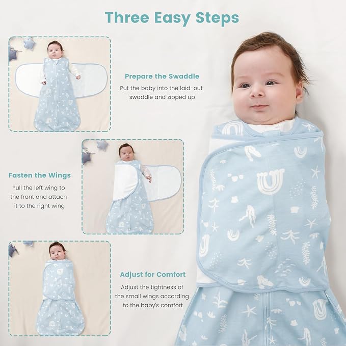 Baby Swaddle Sleep Sack, 1.0 Tog New-Parent-Friendly Swaddle - Image 4