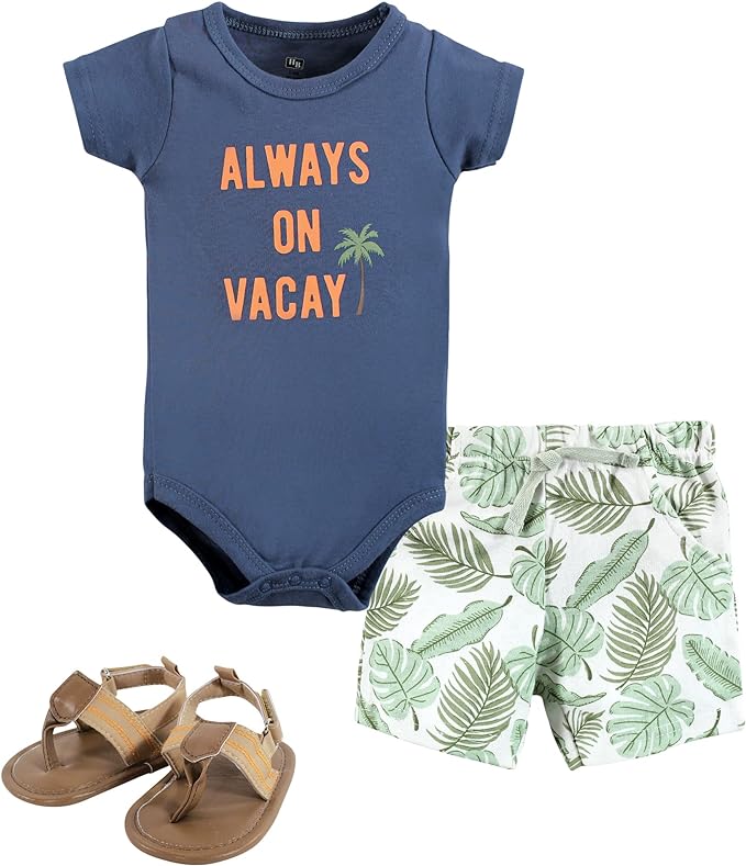 Hudson Baby Unisex Baby Cotton Bodysuit, Shorts and Shoe Set by HudsonBaby