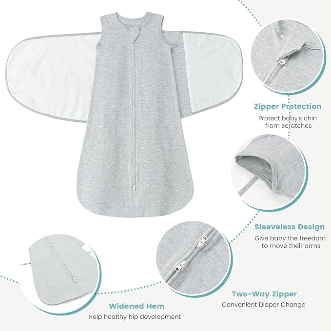 Baby Swaddle Sleep Sack, 1.0 Tog New-Parent-Friendly Swaddle - Image 2