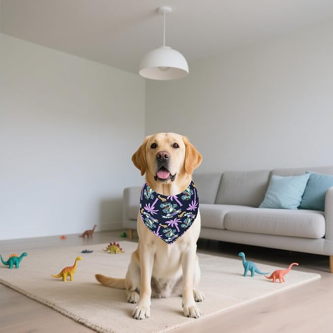 7 PCS Dinosaurs Dog Bandanas for Large Dogs Breed Sewing Hemming Dog Bandana - Image 7