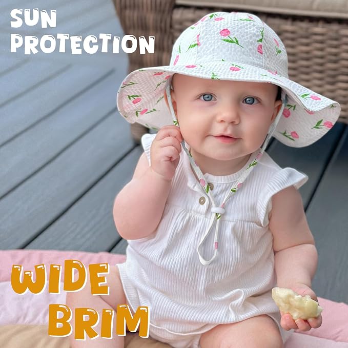 HONGTEYA Baby Sun Hat Wide Brim Adjustable Toddler Beach Bucket Hat | Soft - Image 3