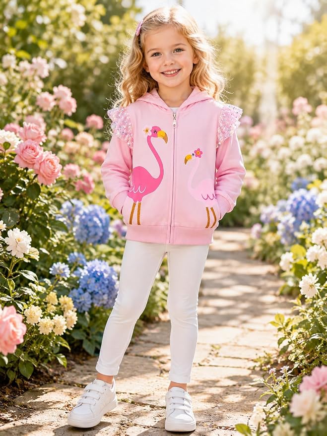 Baby Girl Zip-up Jacket Rainbow Unicorn Cotton Hoodie Sweatshirt Toddler Fall - Image 3