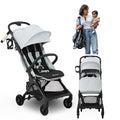 BabbleRoo Hoplite Compact Stroller – Lightweight Travel Stroller for Airplane (12.3 lbs), Newborn to 55 lbs, Easy Fold, PU Wheels, Alloy Frame, Near-Flat Recline, Raincover, Cup Holder, Baby Stroller