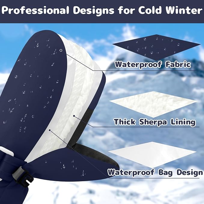 Olreco Baby Toddler Mittens Waterproof Infant Baby Winter Mittens Toddler Snow - Image 3
