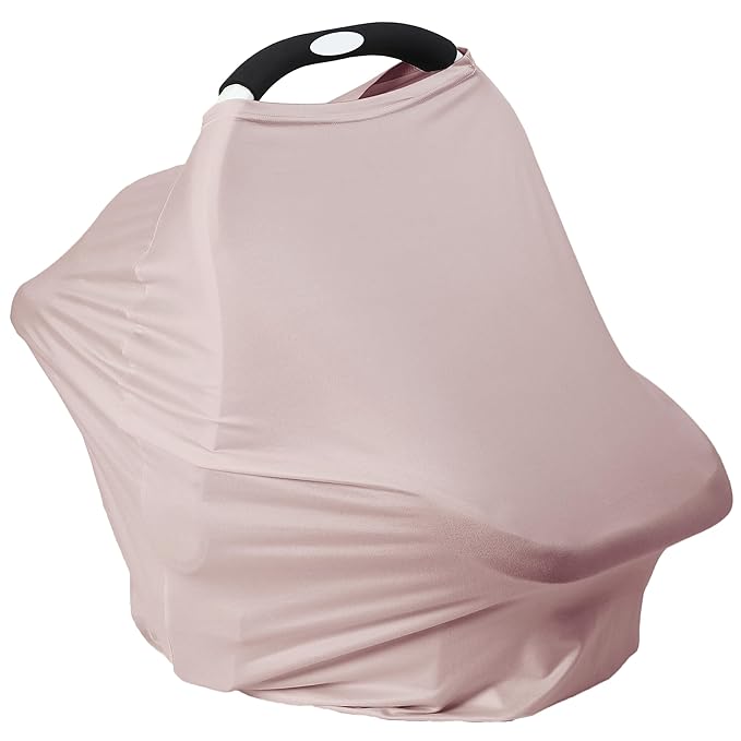 Breathable Car Seat Cover for Babies – Multi-Purpose Soft Rayon Nursing Cover for Breastfeeding, High Stretchy Infant Carseat Canopy, Stroller Cover (Smooth Rayon, Warm Natural)