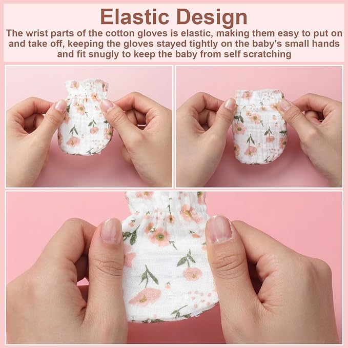 Chicingyou Muslin Baby Mittens for Newborn 100% Cotton No Scratch Boho/Mallard - Image 4