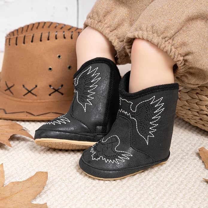 HsdsBebe Baby Boys Girls Western Cowboy Boots Infant Moccasins High Top Booties - Image 2