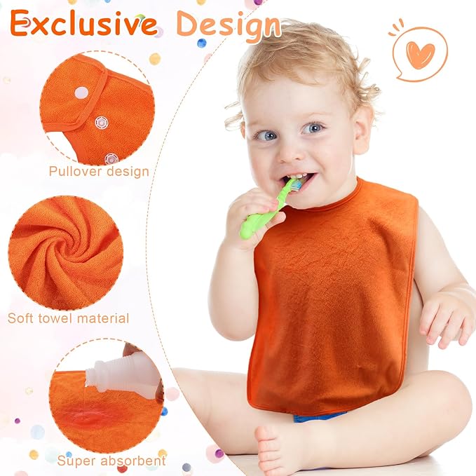 Hercicy Full Coverage Pullover Toddler Baby Bibs | Terry Cloth Bibs - Image 3