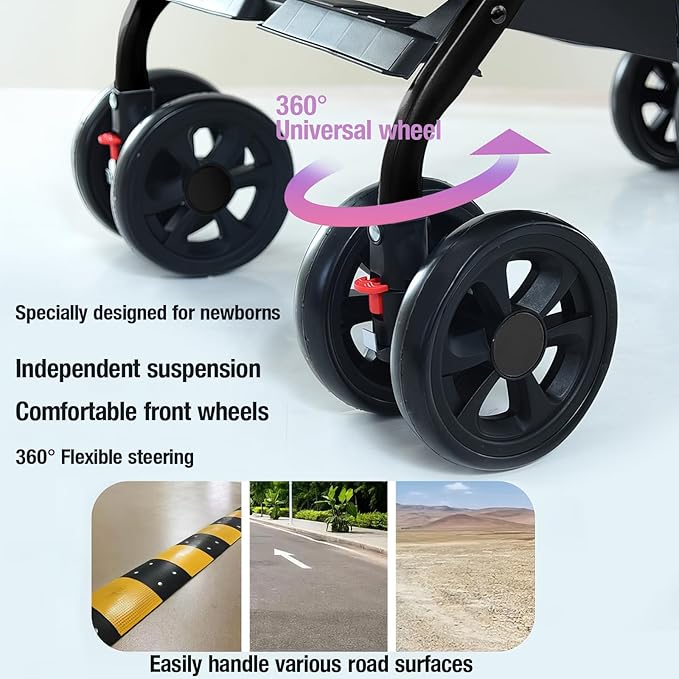 Lightweight Travel Stroller at Only 4.6 kg, Folding Compact Pushchair with Multi-Position Recline, Babies and Toddlers Pram from Birth, Baby Buggy with Cup Holder, Canopy (A8 Pink)