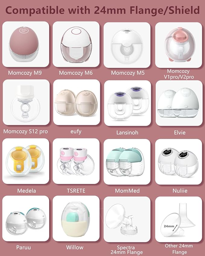 Flange Insert 15mm for Momcozy M9 M6 M5 V1 Pro V2 Pro S12 Pro S9 Pro, Compatible with Medela/Elvie/Spectra/Willow Go/eufy/Lansinoh Breast Pump, Breastfeeding Essential Kit, 2PCS
