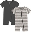 Jimonda Baby Romper Short Sleeve 2-Way Zipper Pajamas Cotton | 2-Pack, One Piece by JimondaBaby