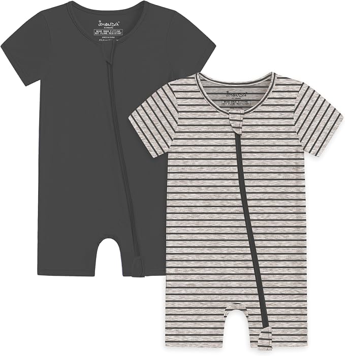 Jimonda Baby Romper Short Sleeve 2-Way Zipper Pajamas Cotton | 2-Pack, One Piece by JimondaBaby
