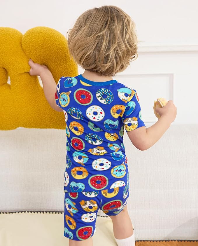 babee Reshinee Bamboo Viscose Toddler Boys Pajamas Set, Short Sleeve Kids - Image 3