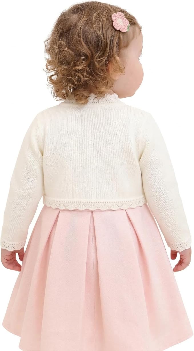 Lilax Little Girls' Knit Long Sleeve Button Closure Bolero Cardigan Shrug - Image 7