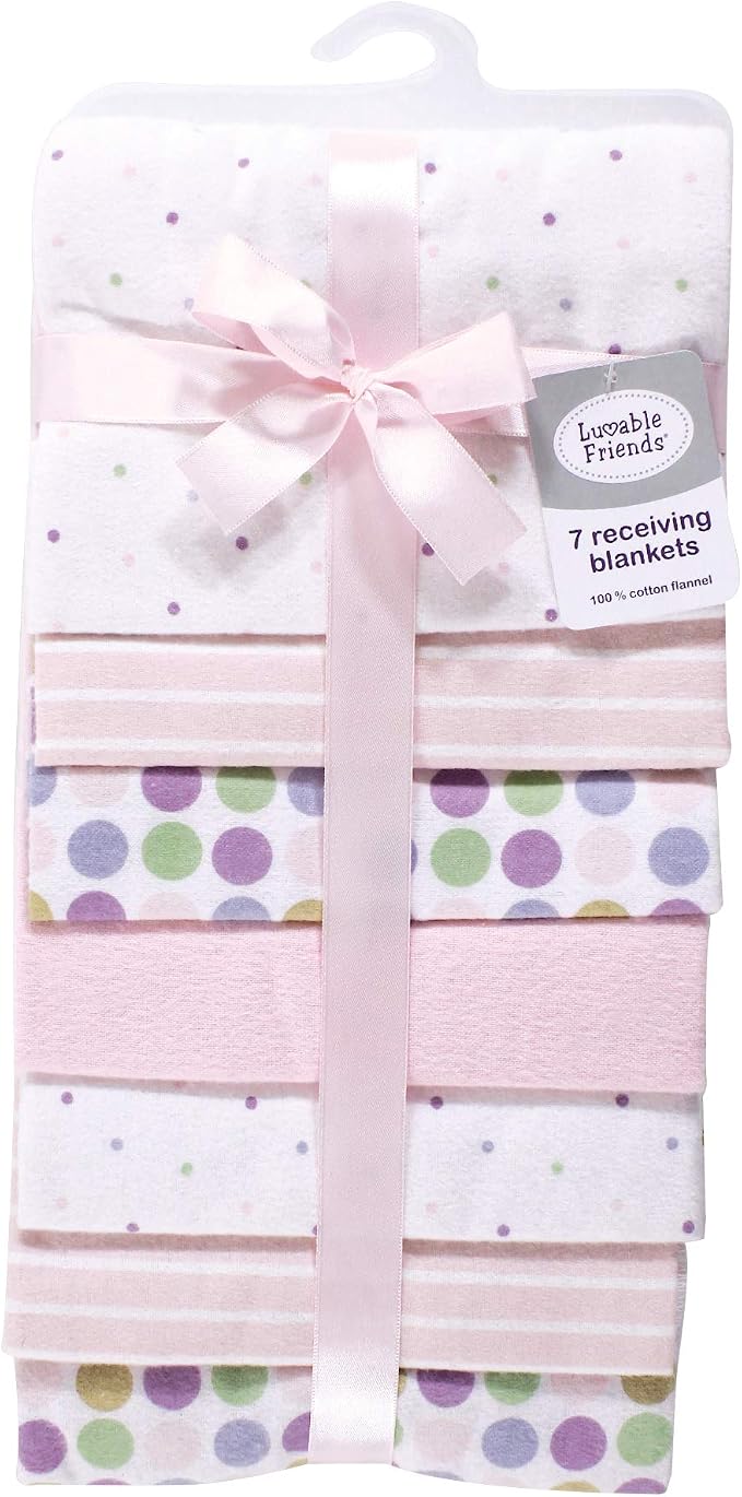 Little Treasure Luvable Friends Cotton Poly Flannel Receiving Blankets Multipack - Image 2