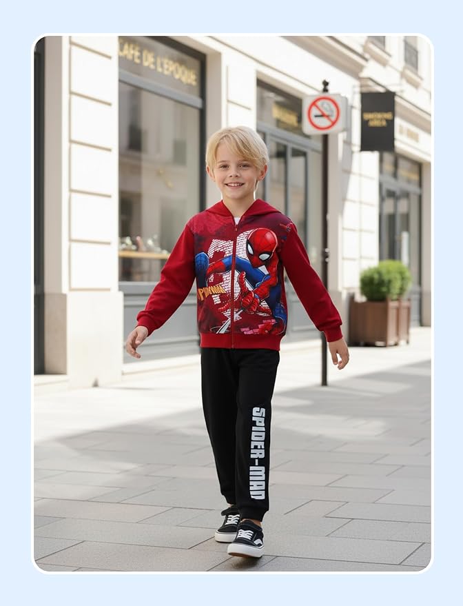 Marvel Zipper Hoodie Spiderman Hood Sweatshirt Hulk Cardigan Boy Girl 2-12Y | - Image 2