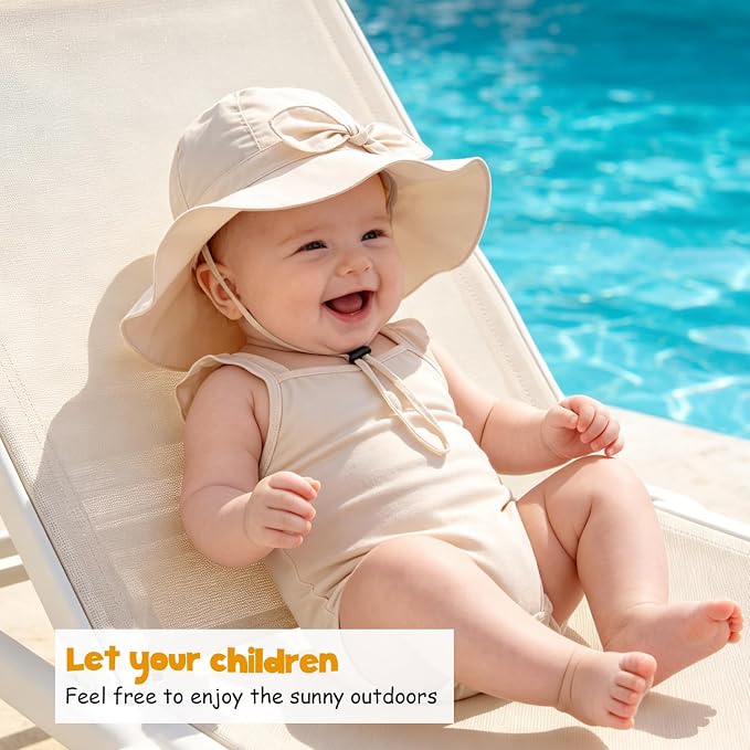 Baby Girl Sun Hat with UPF 50+ Outdoor Adjustable Beach Hat with Wide Brim - Image 3