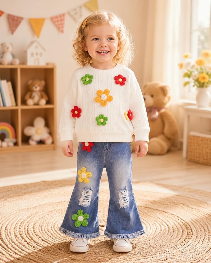Renotemy Toddler Baby Girl Clothes Fall Winter Outfits Gifts 12Months-5T - Image 3
