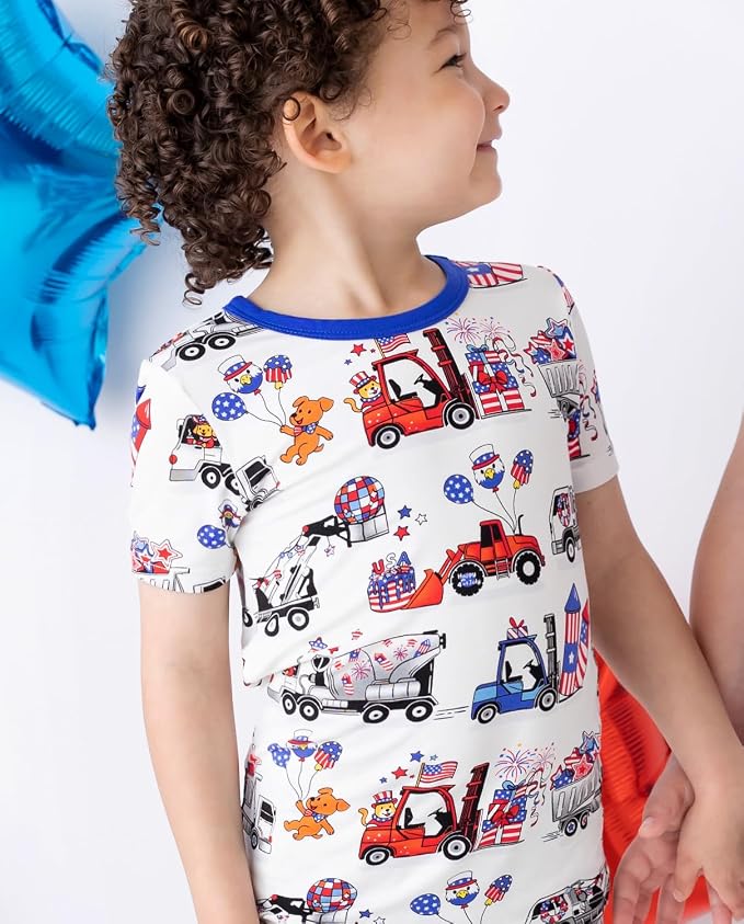 babee Reshinee Bamboo Viscose Toddler Boys Pajamas Set, Short Sleeve Kids - Image 6