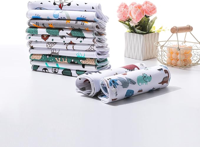 Baby Burp Cloths & Baby Bibs 2-in-1 Design Large Size 3 Layers Thicken Cotton - Image 8