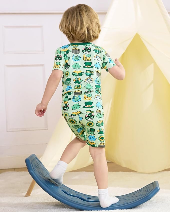 babee Reshinee Bamboo Viscose Toddler Boys Pajamas Set, Short Sleeve Kids - Image 9