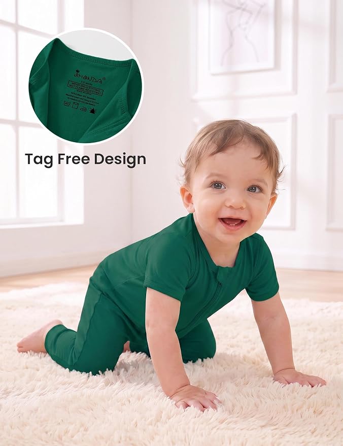 Jimonda Baby Romper Short Sleeve Cotton Pajamas 2-Way Zipper - Image 3