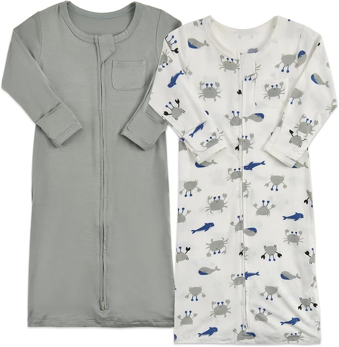Aablexema Baby Nightgowns Rayon of Bamboo 2-way Zipper - Image 2