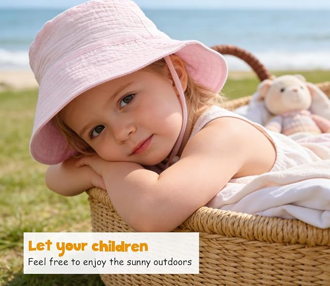 Baby Sun Hat Infant Toddler Summer Cotton Yarn Bucket Hat - Image 3