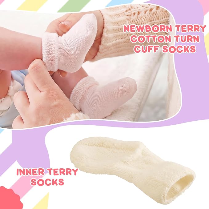 Twistover 10 Pairs Preemie Cotton Turn Cuff Socks - Image 5