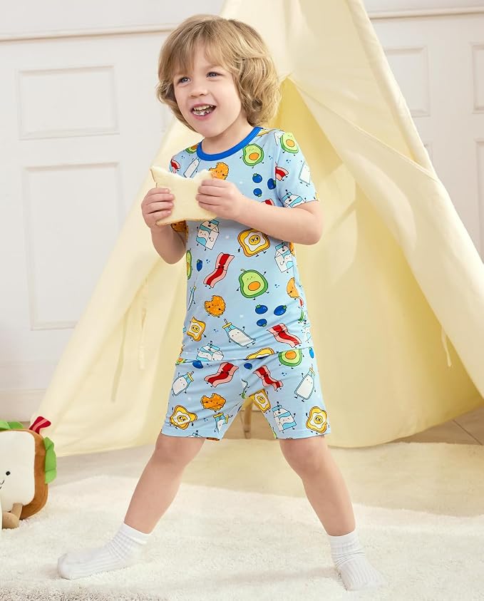 babee Reshinee Bamboo Viscose Toddler Boys Pajamas Set, Short Sleeve Kids - Image 5