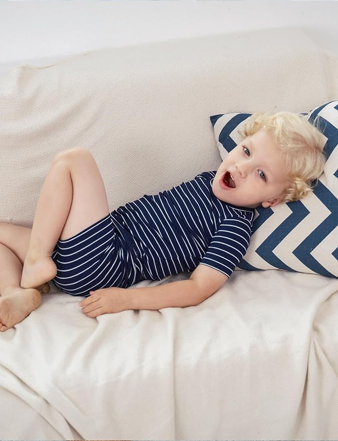 AVAUMA Stripe Pattern Baby Boys Girls Pajama Set Kids Toddler Snug fit Ribbed - Image 4