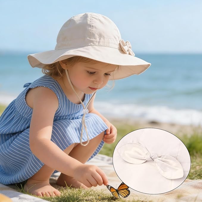 Baby Girl Sun Hat Kids Summer Beach Wide Brim Hats Toddler Bucket Hat - Image 3