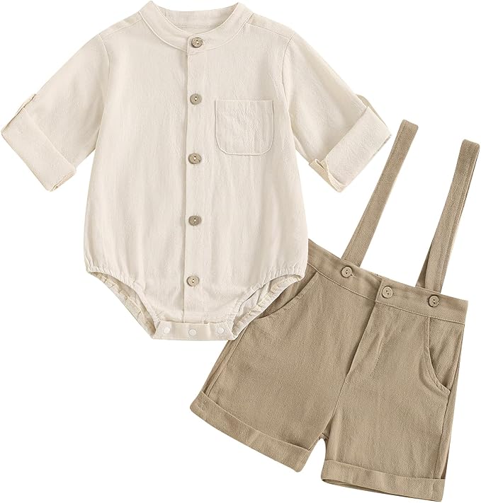 PUHHAPIEY Baby Boy Gentleman Wedding Outfit Dress Romper Suspender Pants | 0 3 by PUHHAPIEY