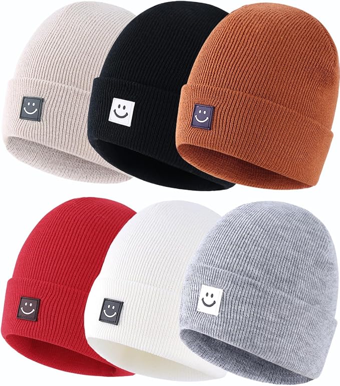 Toddler Baby Beanie Hat 6 Packs, Double Layer Knit Infant Winter Hat Warm by KMOLY