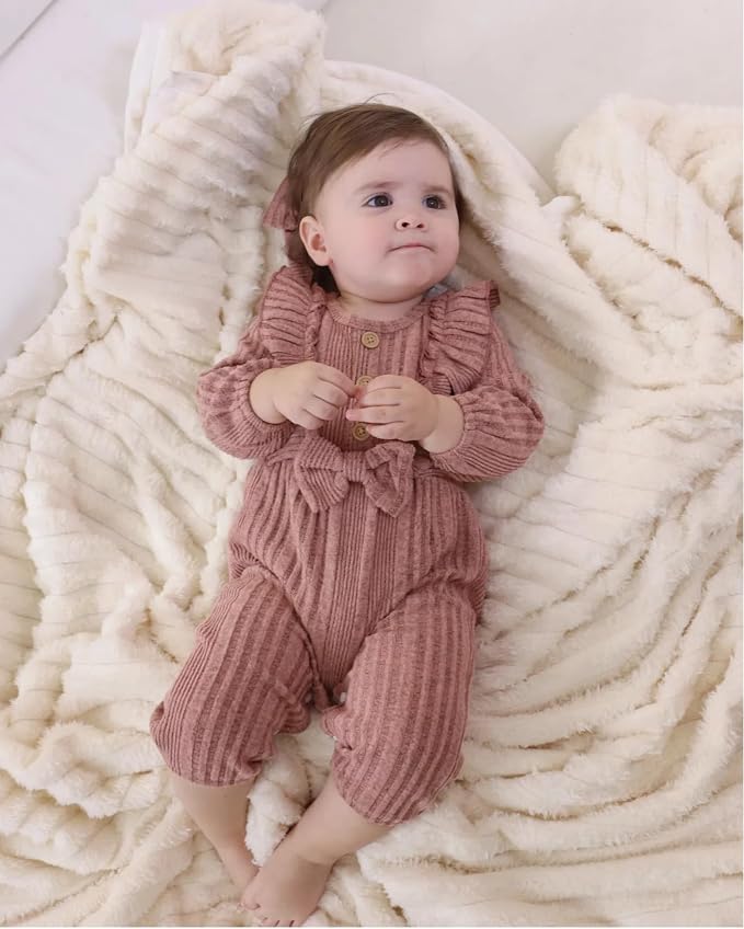 Mioglrie Newborn Baby Girl Clothes 1 Piece Infant Fall Winter Romper Outfit | - Image 2