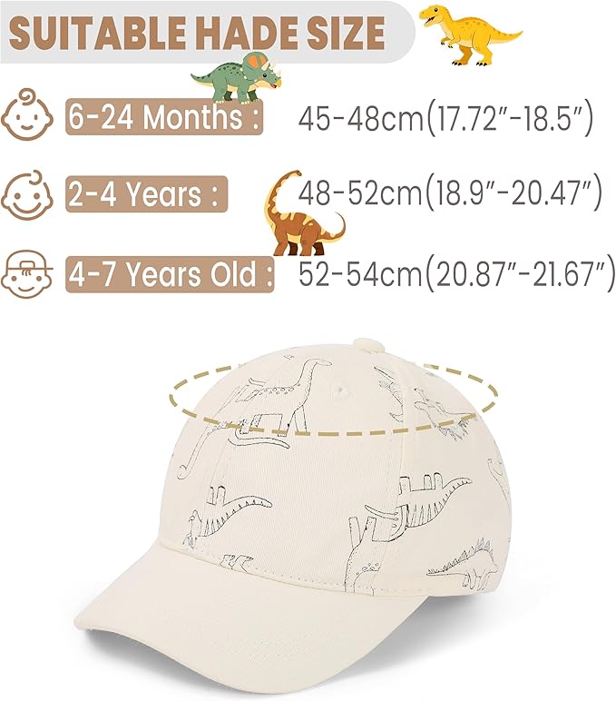 Toddler Sun Hats Baby Boys Cap Girls Adjustable Dinosaur Baseball Kids Hats - Image 2