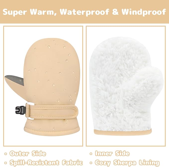 Olreco Baby Toddler Mittens Waterproof Infant Baby Winter Mittens Toddler Snow - Image 5
