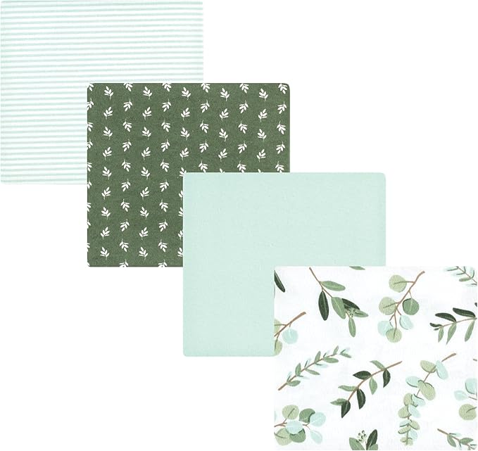Hudson Baby Unisex Baby Cotton Poly Flannel Receiving Blankets, Eucalyptus by HudsonBaby