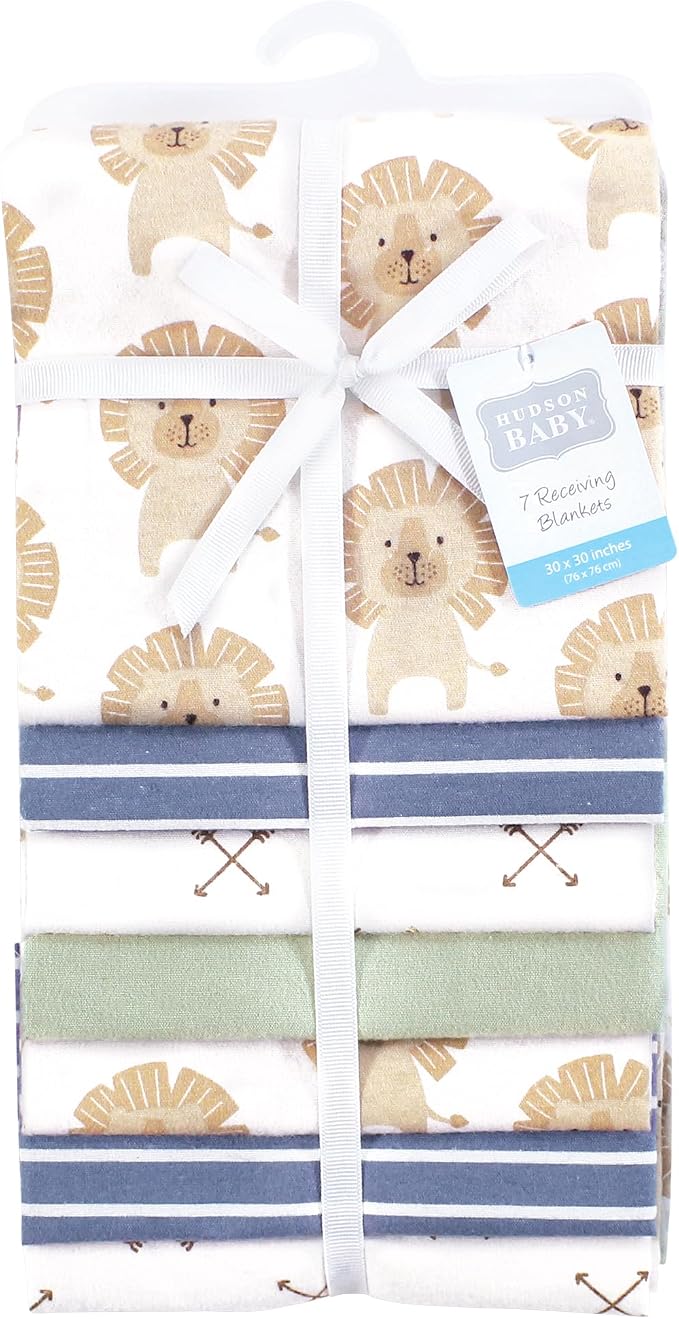 Hudson Baby Unisex Baby Cotton Flannel Receiving Blankets 7-Pack Bundle - Image 2