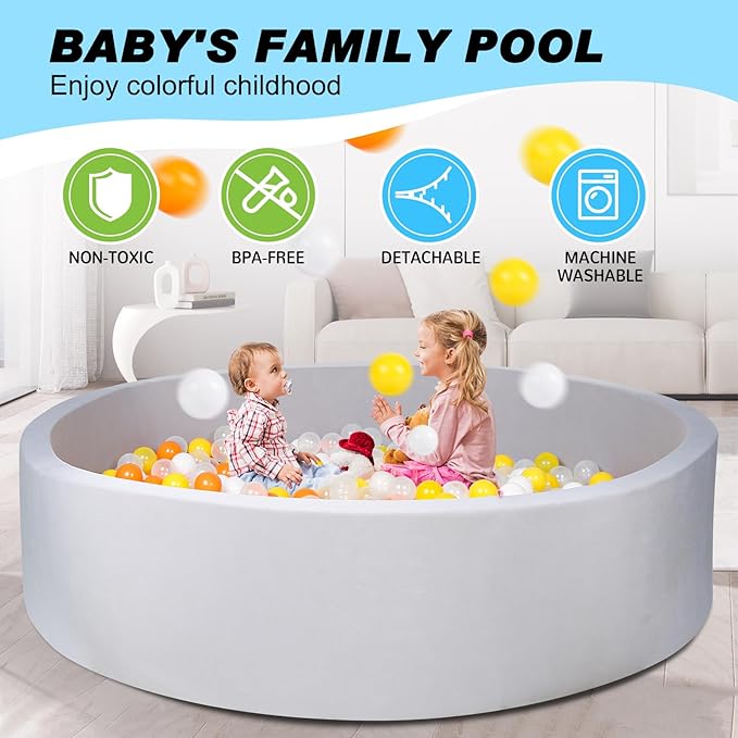 Foam Ball Pit for Toddlers Kids Children, CALEPTONG 47.2"x 13.8" Super Large Ball Pits for Babies with Soft Memory Sponge, Indoor Outdoor Baby Playpen, Kids Play Ball Pool, Balls NOT Included