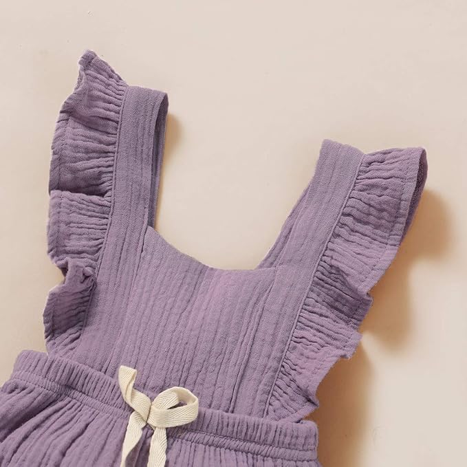YOUNGER TREE Toddler Baby Girl Ruffled Sleeveless Romper Casual Summer Jumpsuit - Image 4